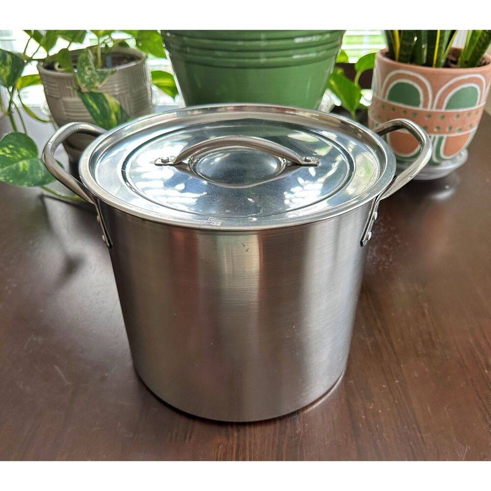 Large Good Cook Stock Pot 8 Quart Capacity Stainless Steel Soups Brewing
